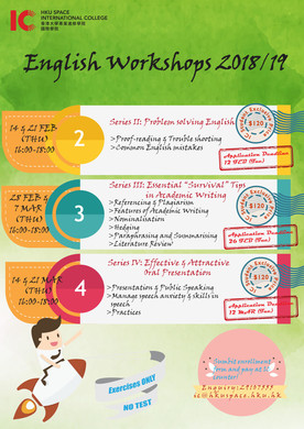 IC English Workshops 2018/19 - Series II, III & IV