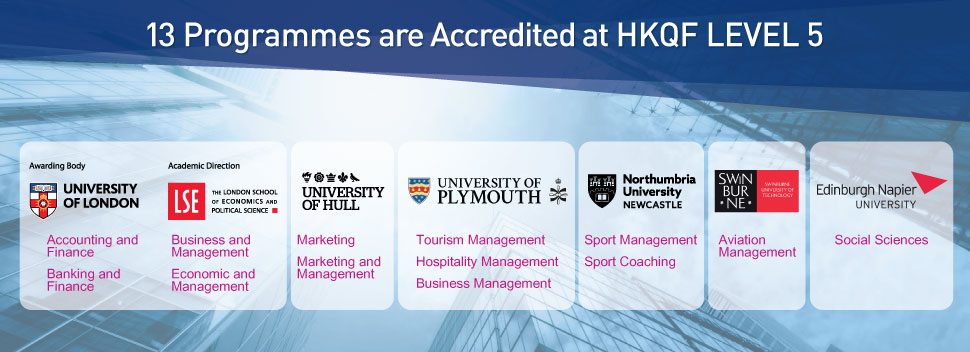 13 Programmes are accredited at HKQF Level 5